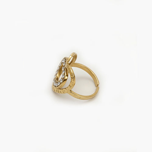 Bague cœur strass doré