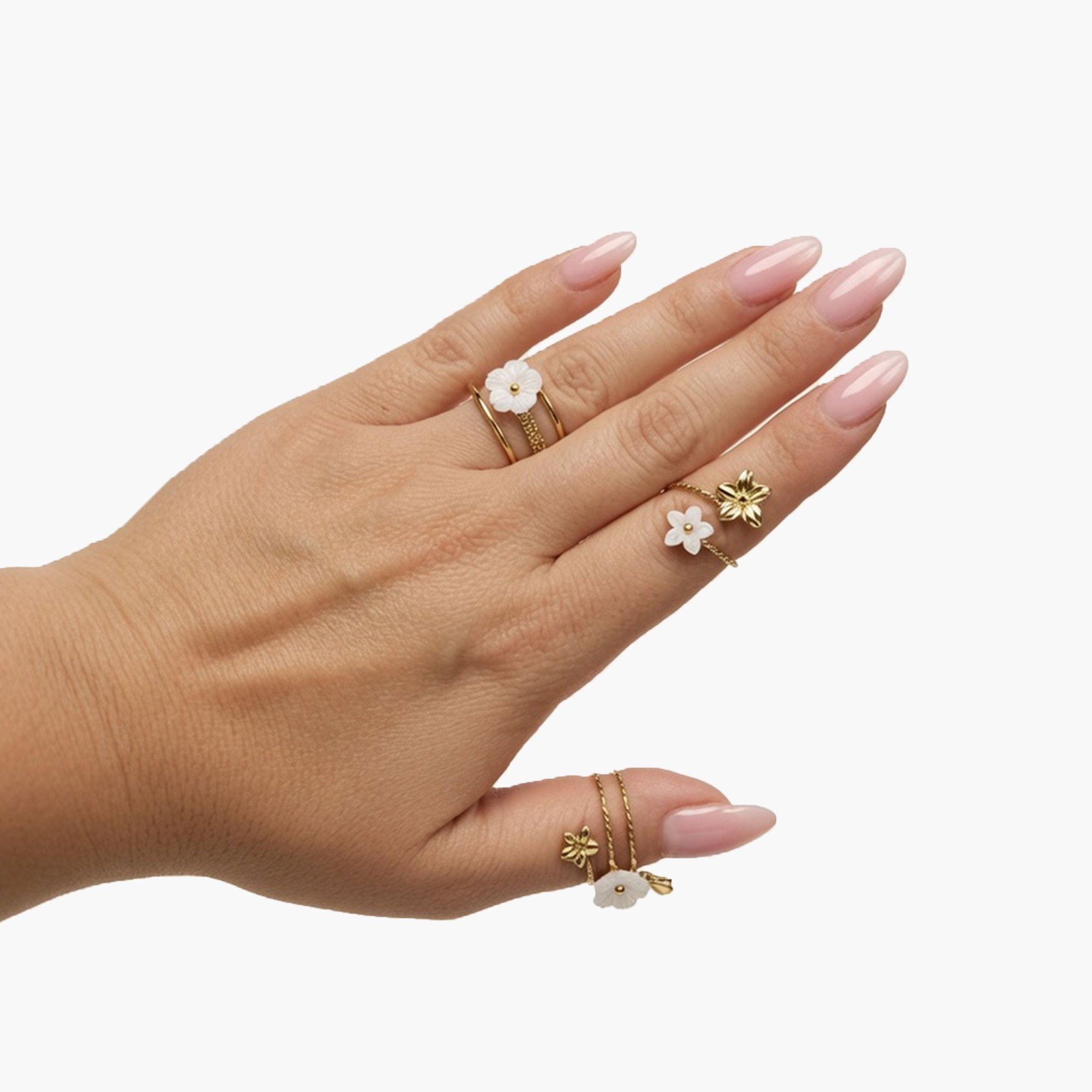 Bague FLORA croisée blanc