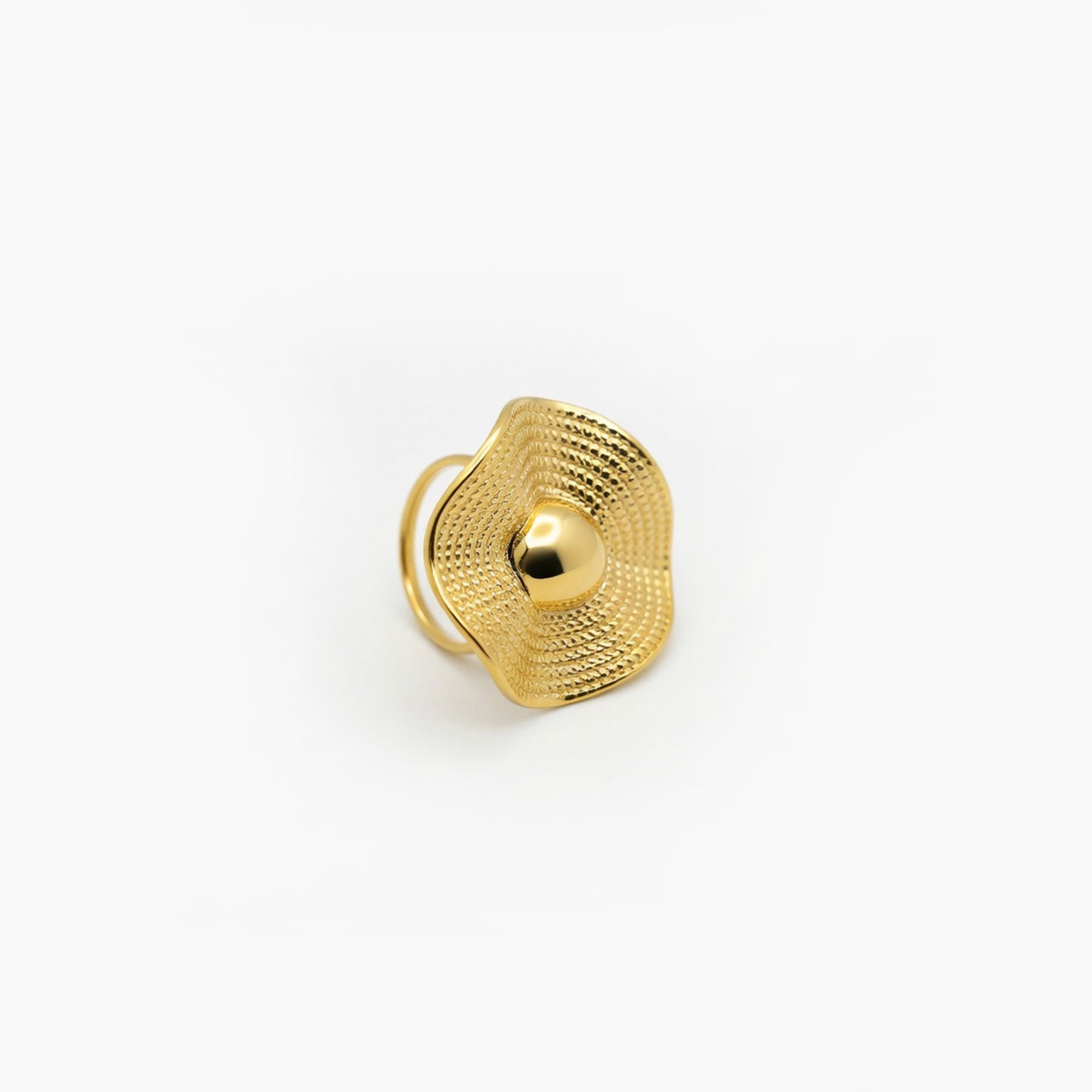 Bague Riviera chapeau doré vue de profil