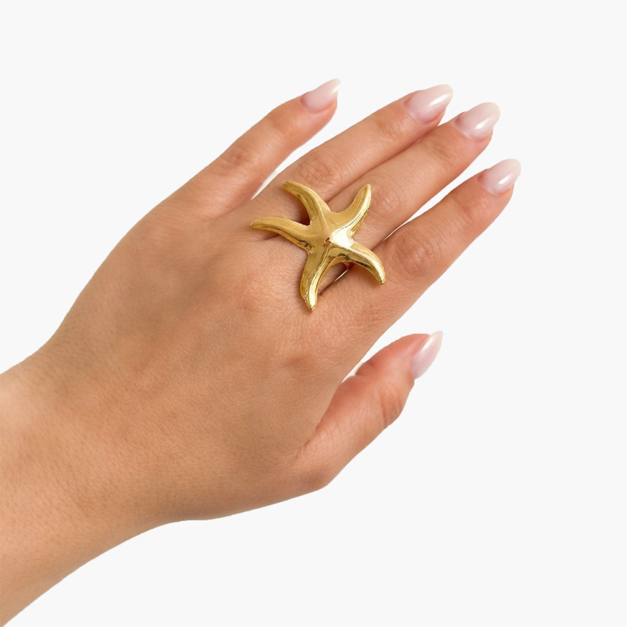 Bague Riviera étoile dorée portée