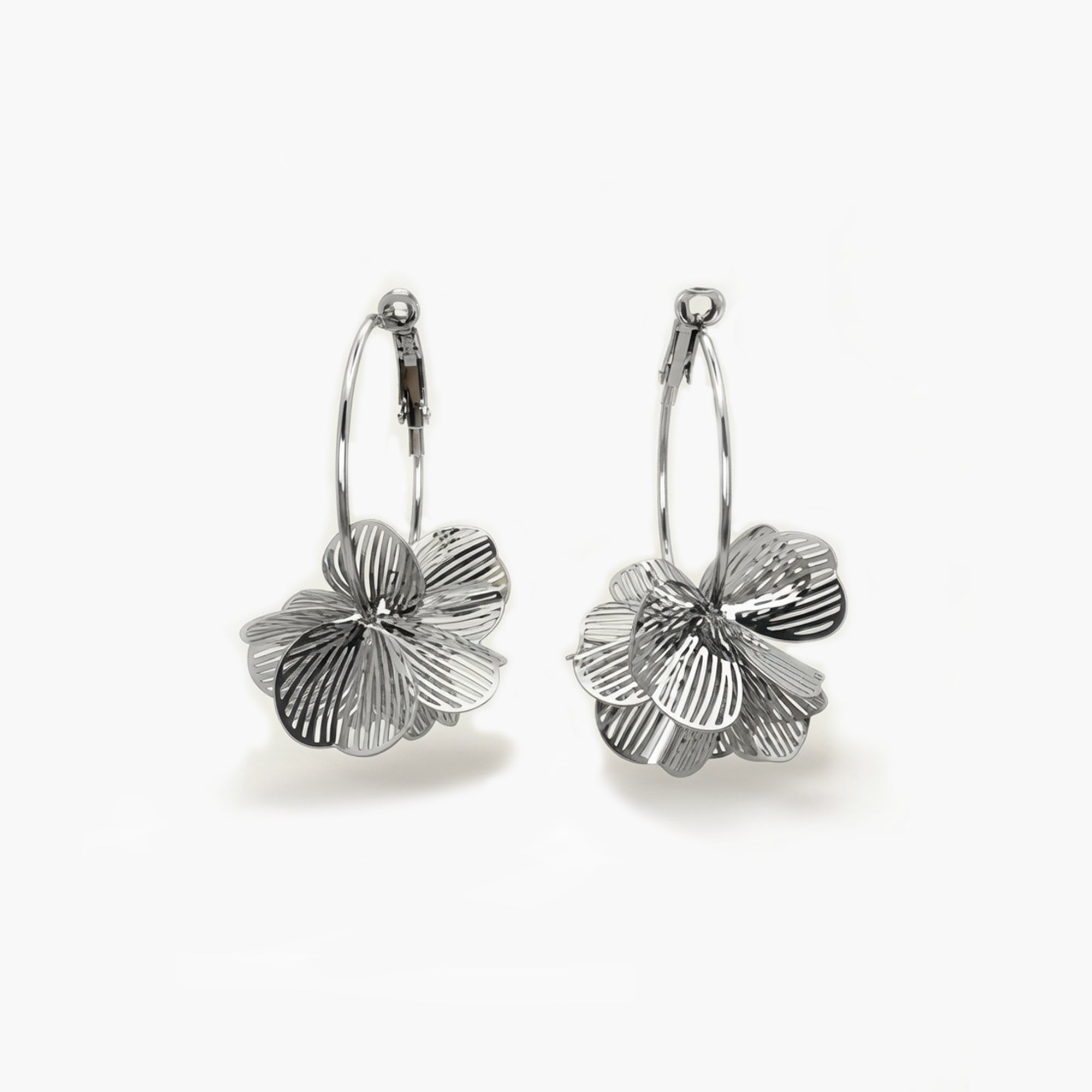 Boucles d'oreilles Flora créoles argent