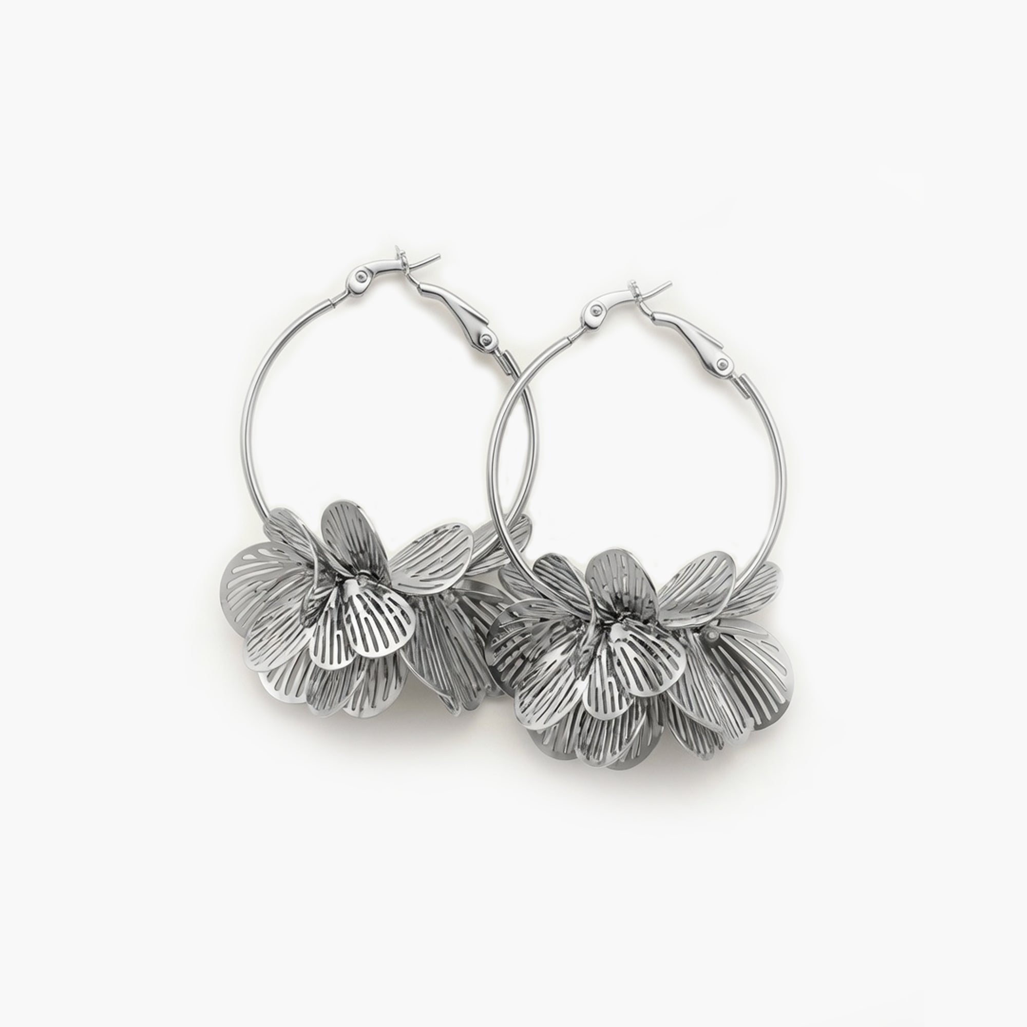 Boucles d'oreilles Flora créoles argent