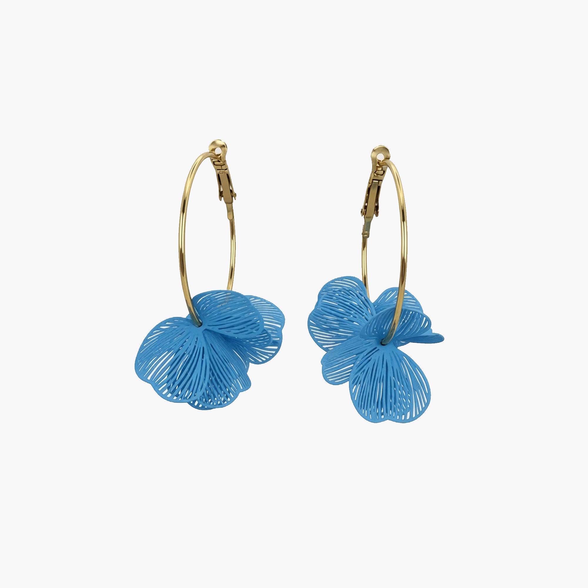 Boucles d'oreilles Flora créoles bleu