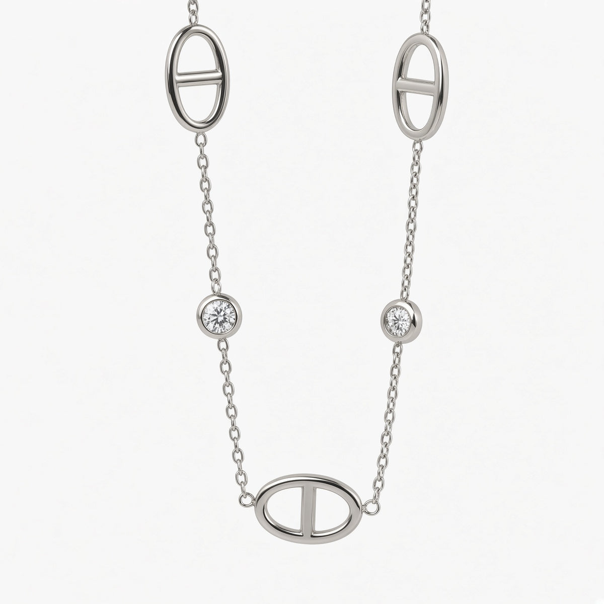 Sautoir Signature mini strass argent