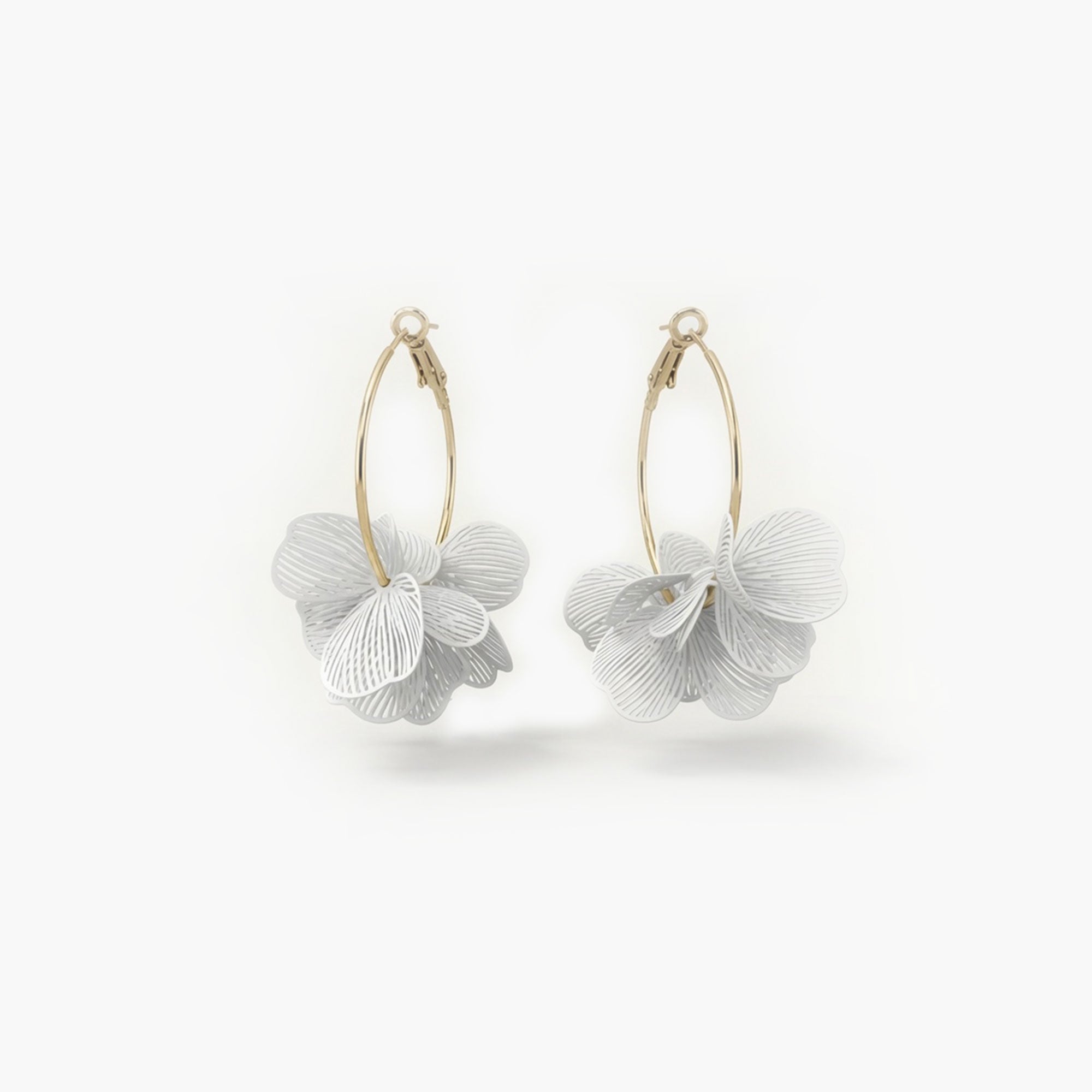 Boucles d'oreilles Flora créoles blanc