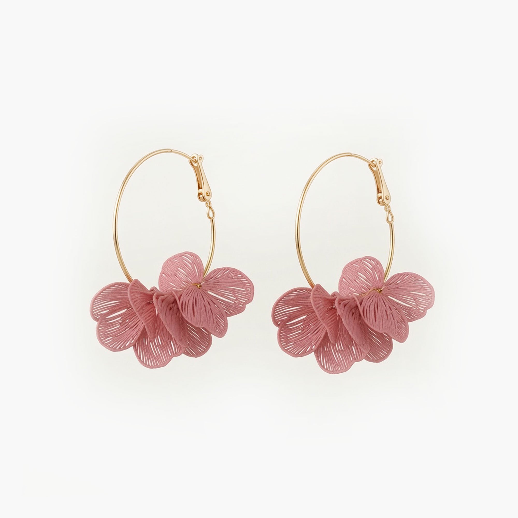 Boucles d'oreilles Flora créoles rose