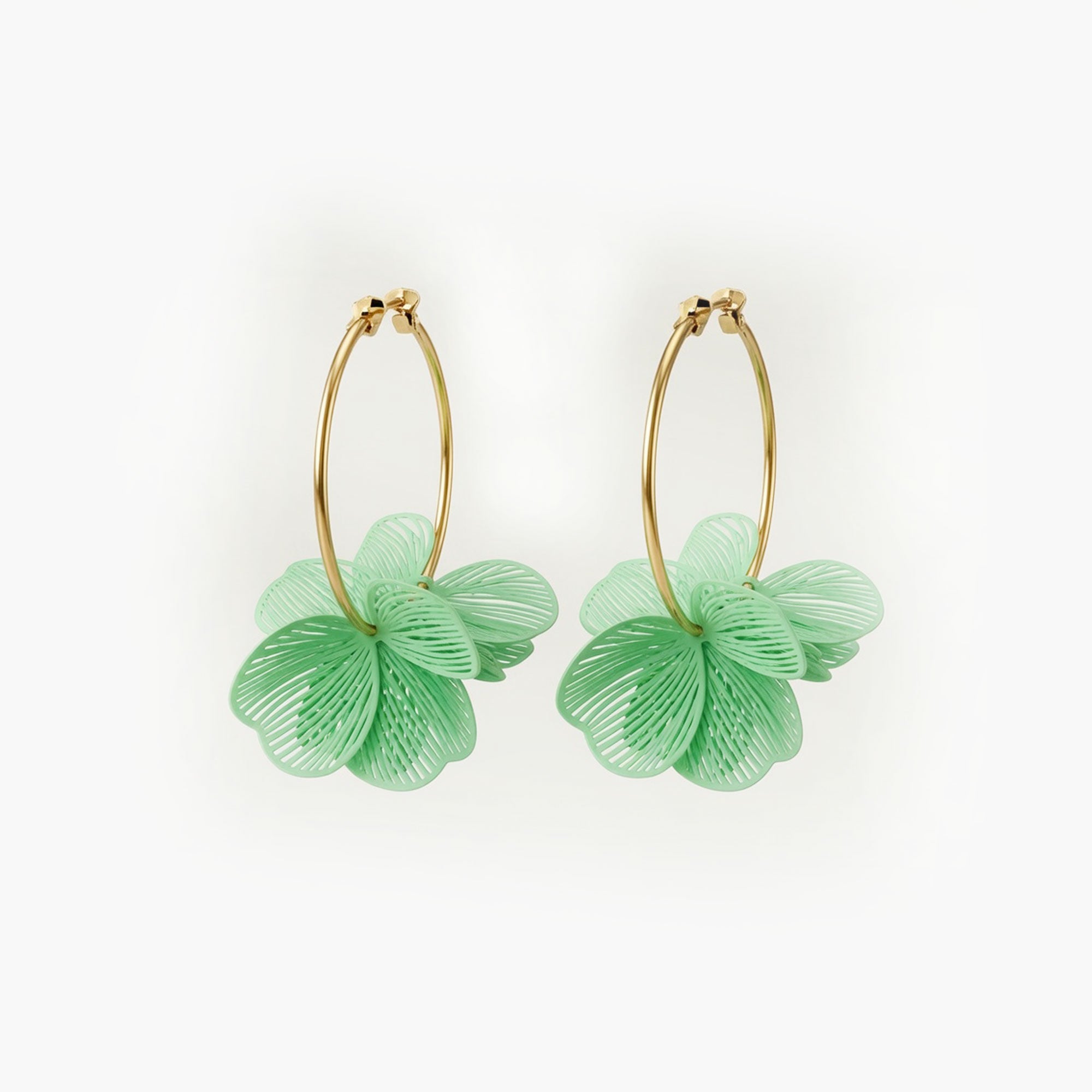 Boucles d'oreilles Flora créoles vert